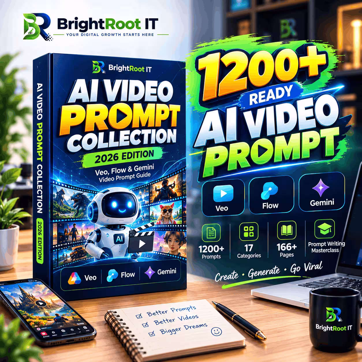 ১২০০+ রেডি AI ভিডিও প্রম্পট কালেকশন ই-বুক